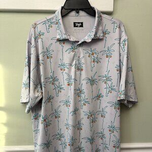 Waggle Men's Golf Polo Shirt Stretch Coconut Palm Trees XXL